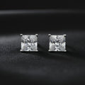 Princess Cut Silver Stud Earrings