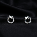 Silver Celestia Butterfly Halo Stud Earrings