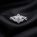 Silver Floral Zircon Adjustable Ring