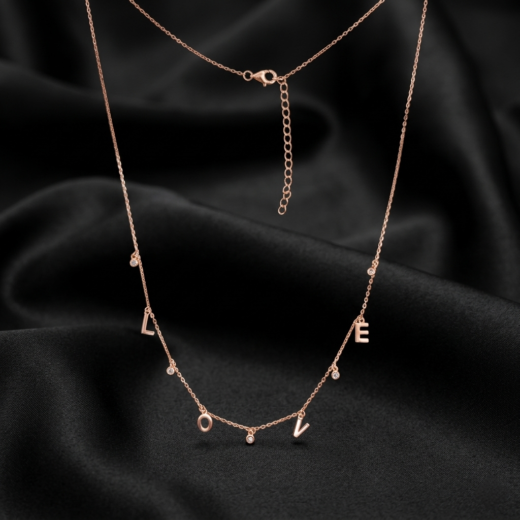 Rose Gold LOVE Letter Drop Necklace