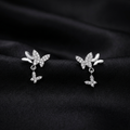 Silver Flutter Duo Butterfly Drop Earrings
