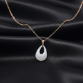 Rose Gold Minimal White Drop Pendant with Link Chain