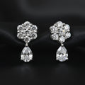 Floral Cluster Silver Drop Earrings