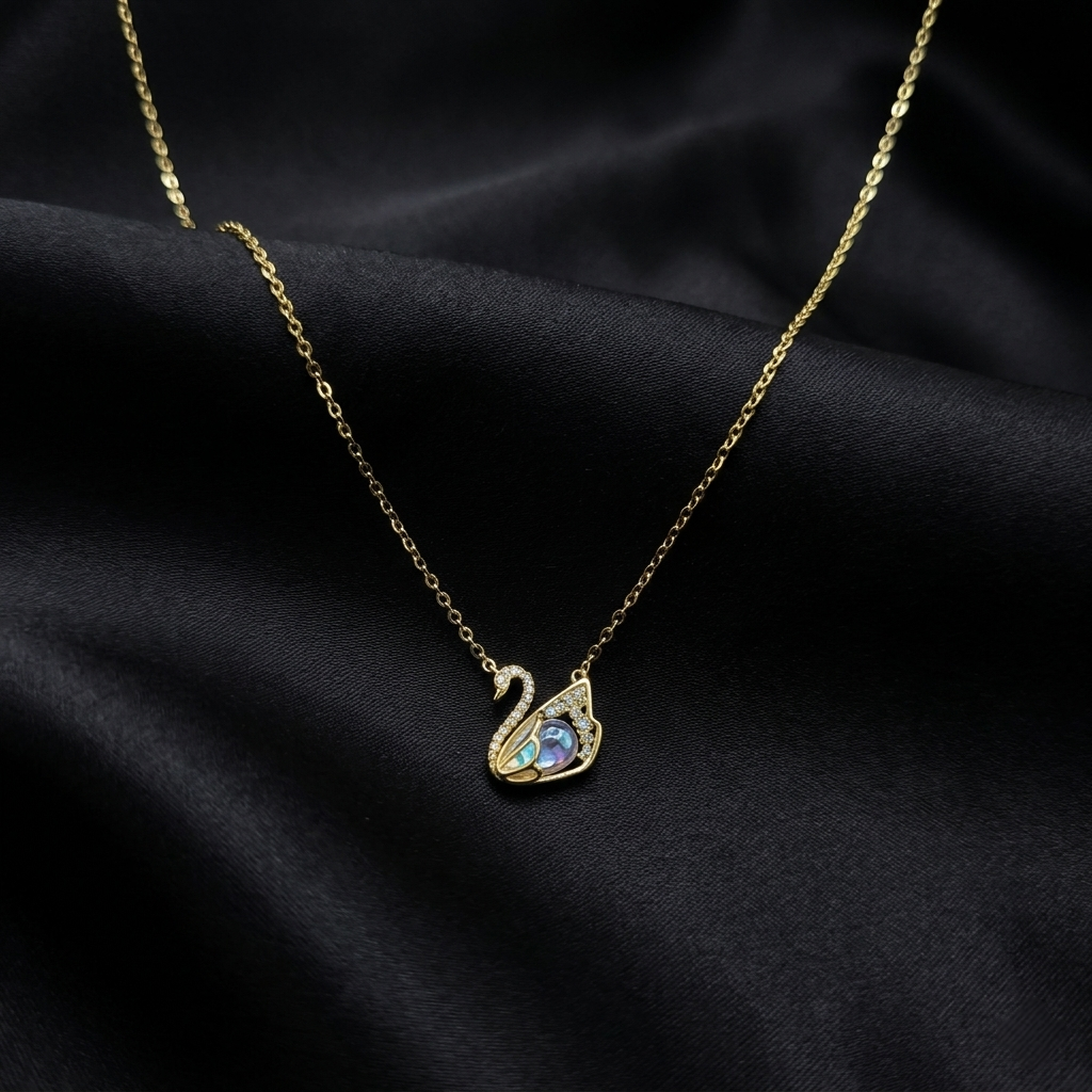 Gold Celestia Swan Pendant Necklace