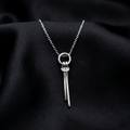 Silver Orbit Drop Zircon Pendant with Link Chain
