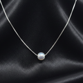 Silver Minimal Pearl Pendant with Link Chain