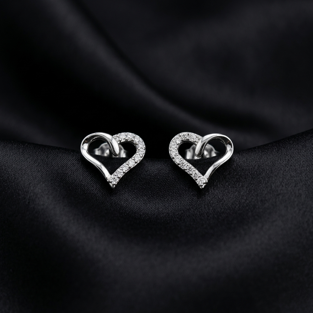 Silver Everlove Heart Stud Earrings