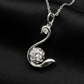 Silver Swan Curve Solitaire Pendant with Link Chain