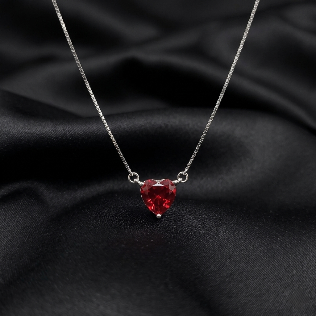 Ruby Heart Pendant Necklace