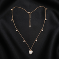 Rose Gold Pave Heart Drop Necklace