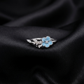 Silver Azure Bloom Adjustable Butterfly Ring