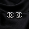 Silver Luxe Monogram Stud Earrings