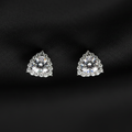 Silver Zircon Triangle Halo Stud Earrings