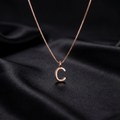 Rose Gold Initial C Pendant with Link Chain