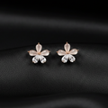 Rose Gold Blush Floral Stud Earrings