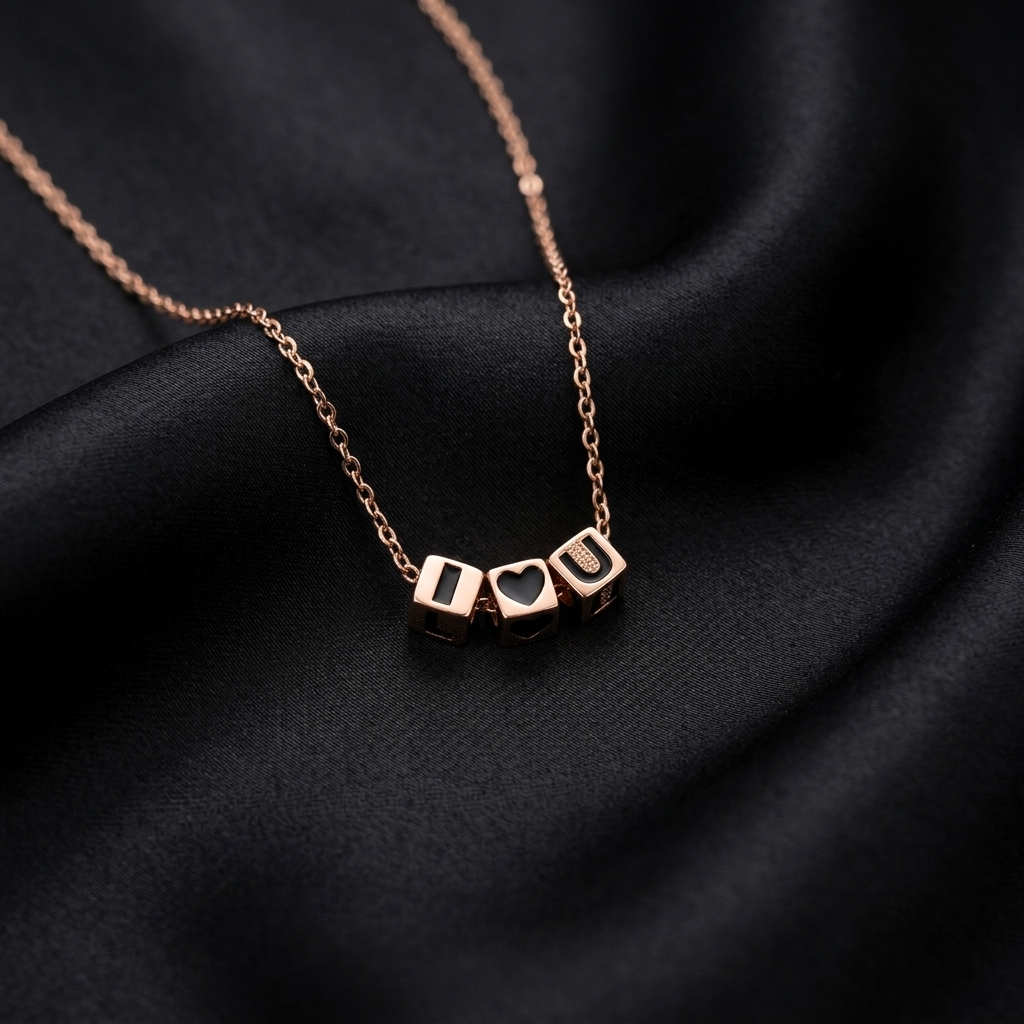 Rose Gold I Love U Pendant Necklace