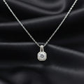 Silver Halo Solitaire Pendant with Link Chain