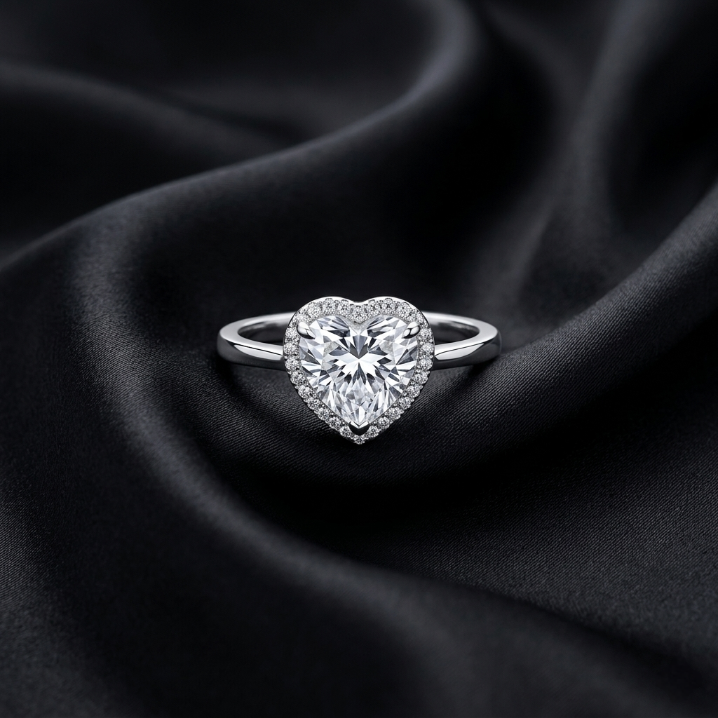 Silver Celeste Heart Solitaire Ring