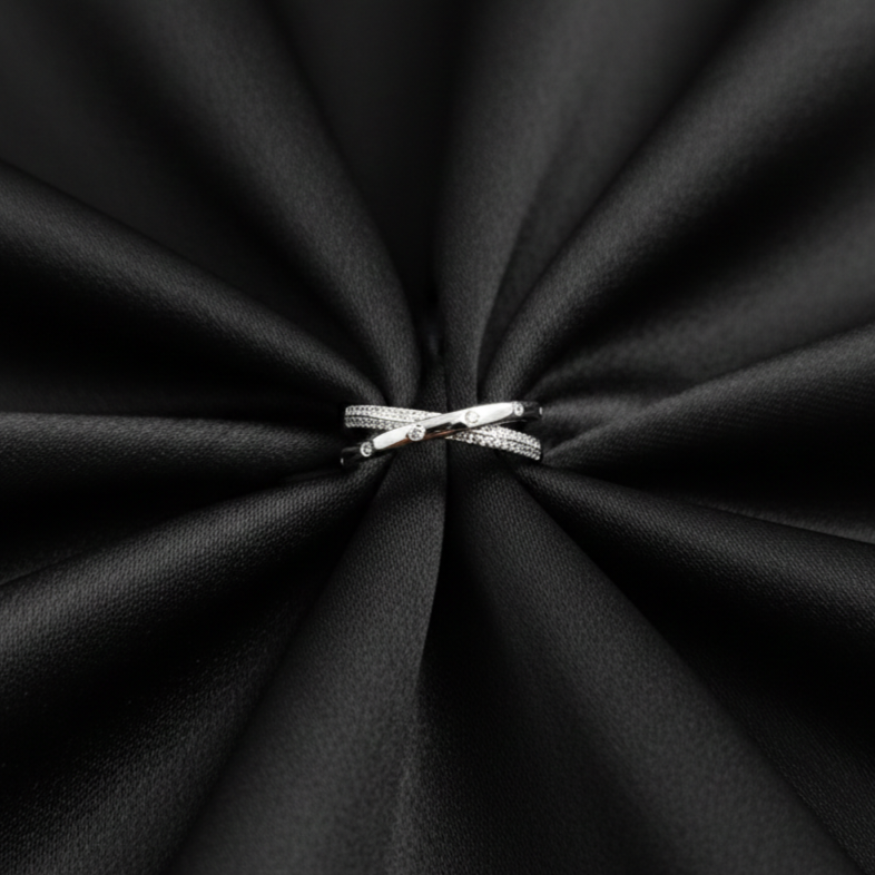 Silver Criss Cross Adjustable Ring