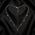 Rose Gold Multicolor Heart Charm Necklace