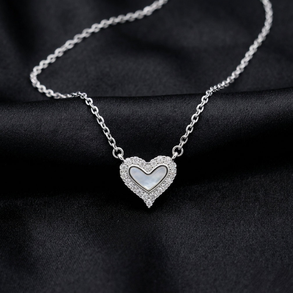 Silver Luminous Heart Zircon Pendant Necklace