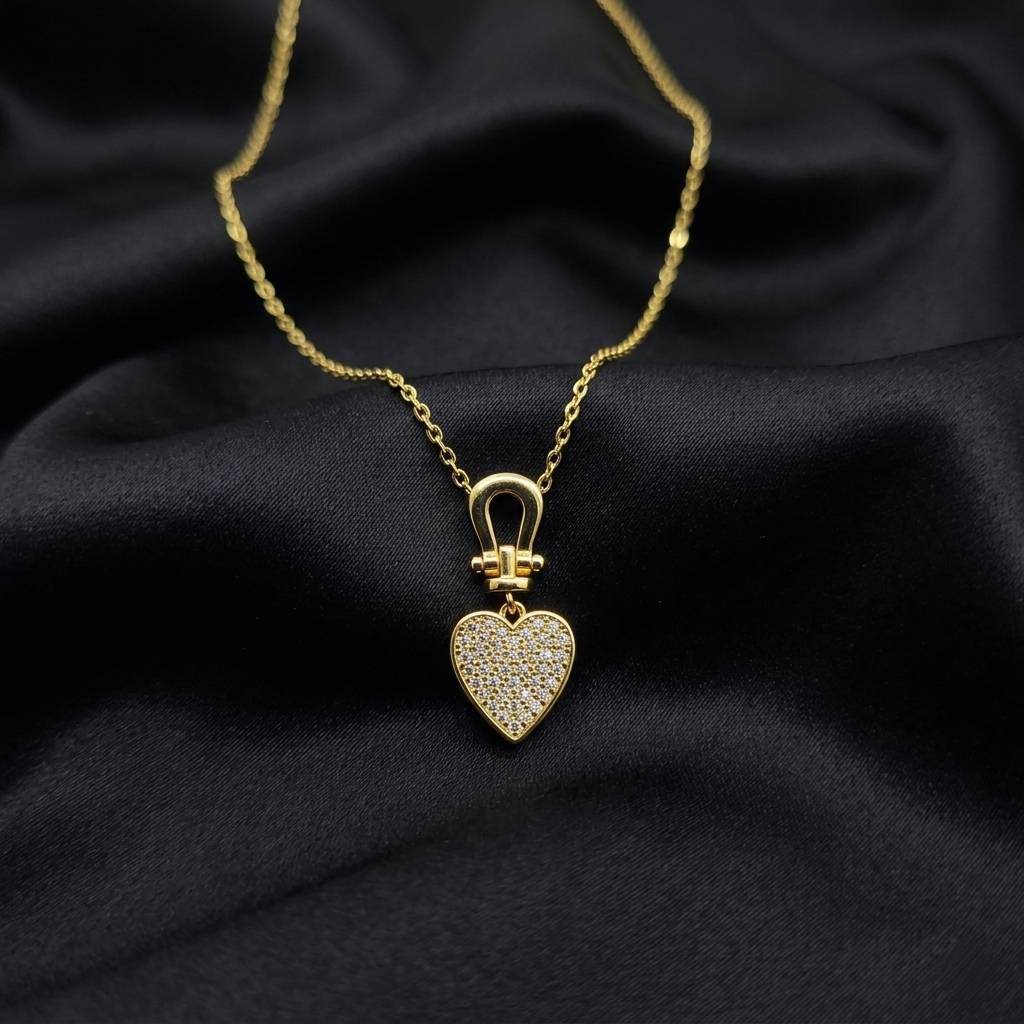 Gold Eternal Heart Link Chain Pendant