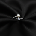 Silver Dual Elegance Pearl Adjustable Ring