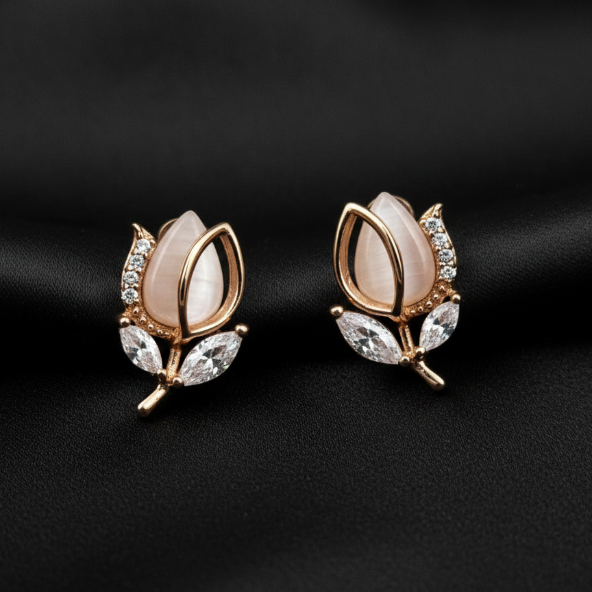 Rose Gold Blush Tulip Stud Earrings