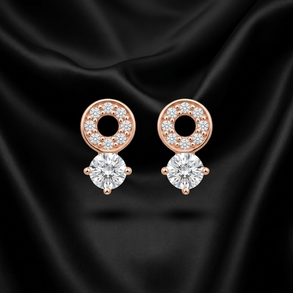 Rosegold Celeste Drop Stud Earrings