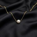 Gold Celeste Pearl Pendant with Link Chain