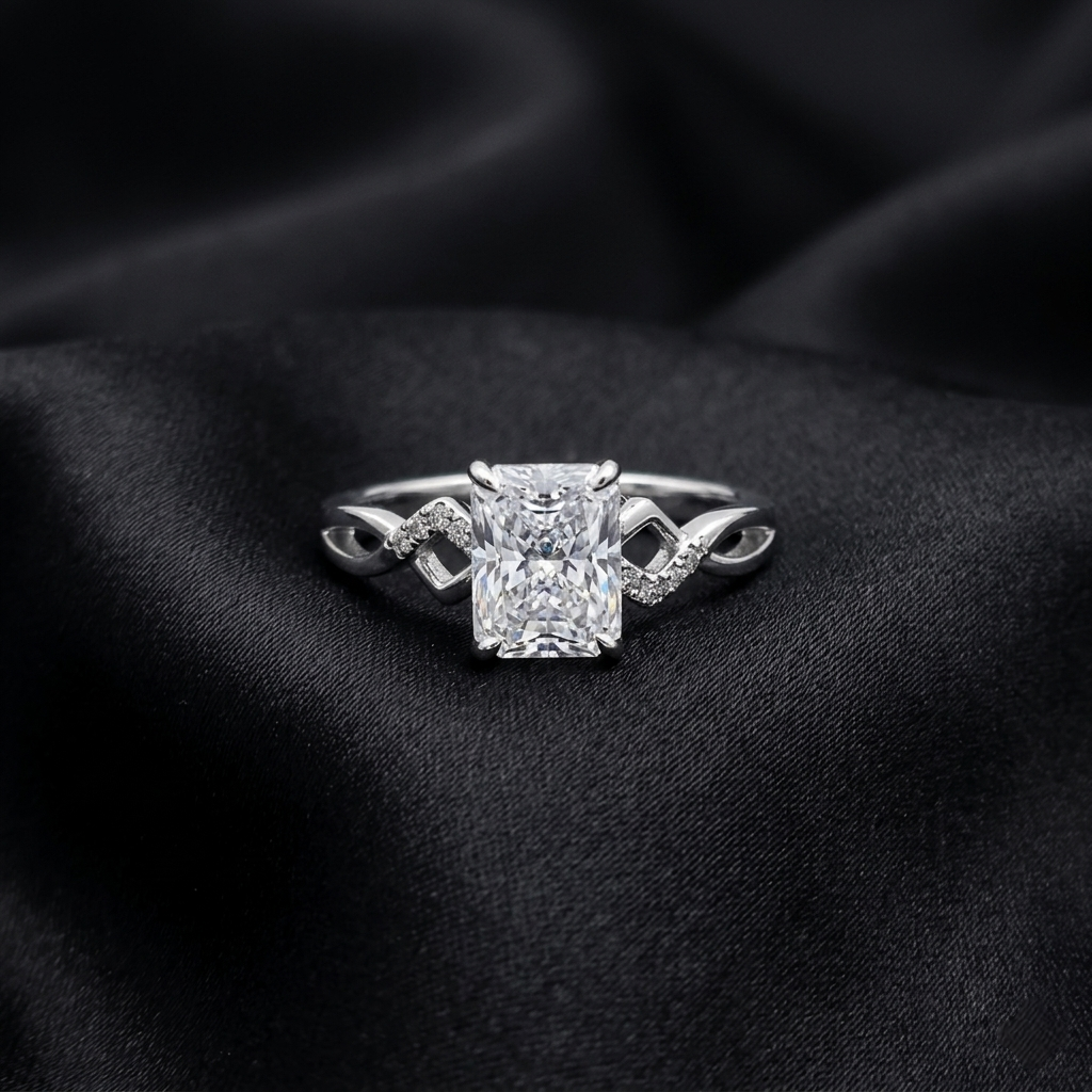 Silver Radiant Luxe Adjustable Solitaire Ring