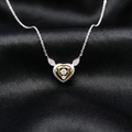 Silver Golden Winged Heart Zircon Pendant Necklace